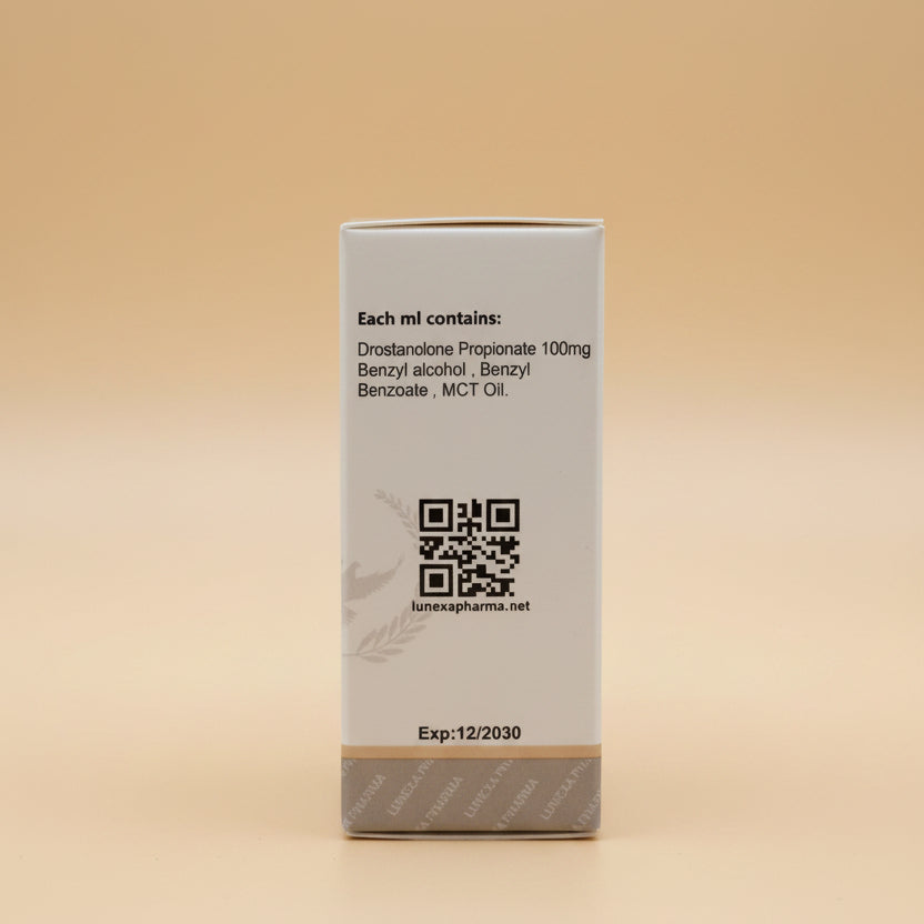Box with medical or pharmaceutical label on a wooden surface