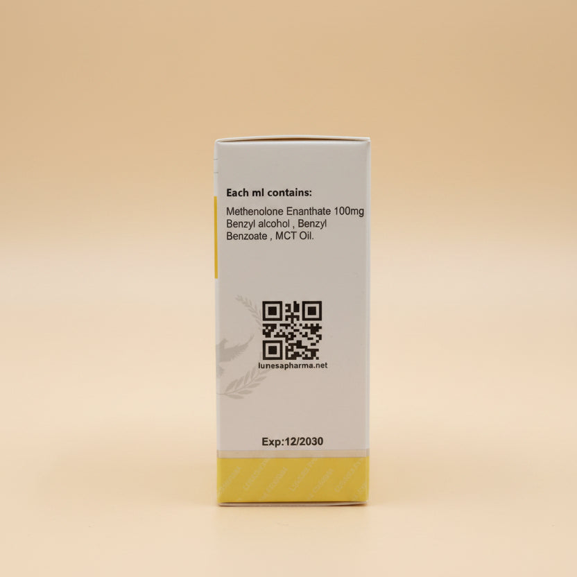 Small box with medical or chemical contents label on a wooden surface