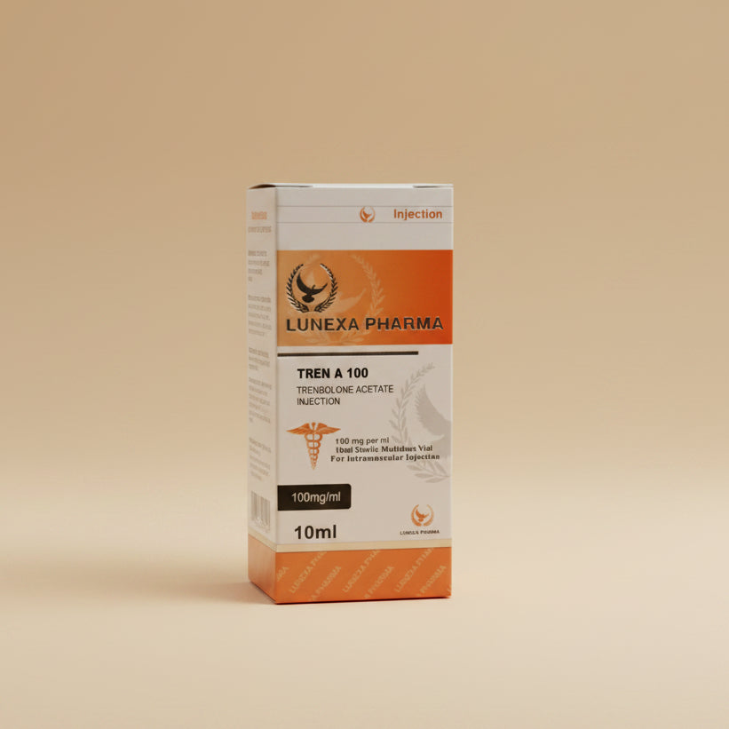 Lunexa Pharma Tren A 100 injection packaging on a white background