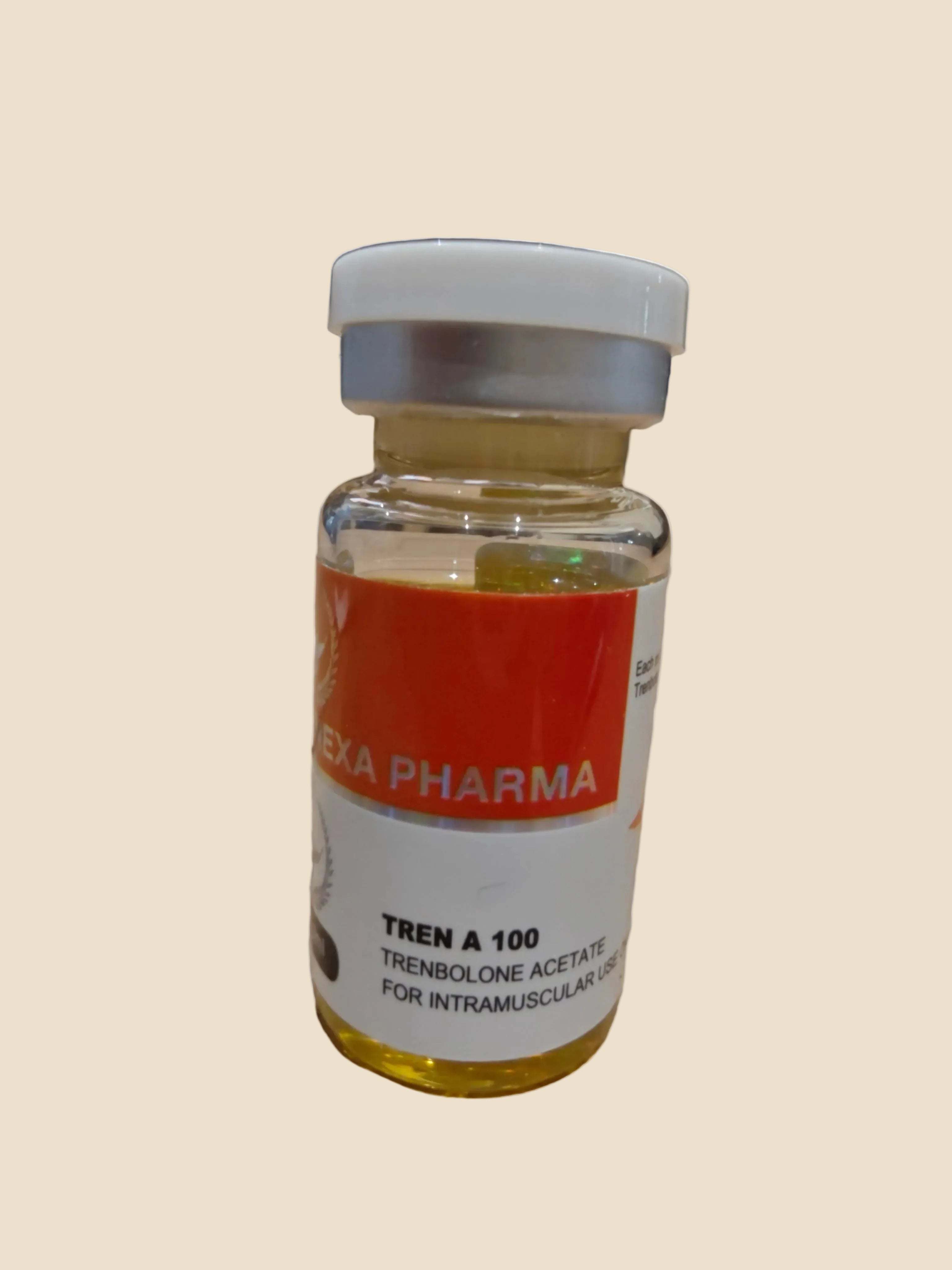 Vial labeled 'Exa Pharma' with a white cap on a white background