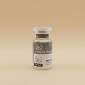 Vial labeled 'Lunexa Pharma' on a wooden surface